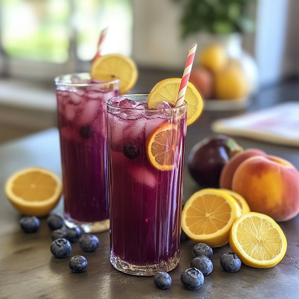 Blueberry Peach Hibiscus Lemonade