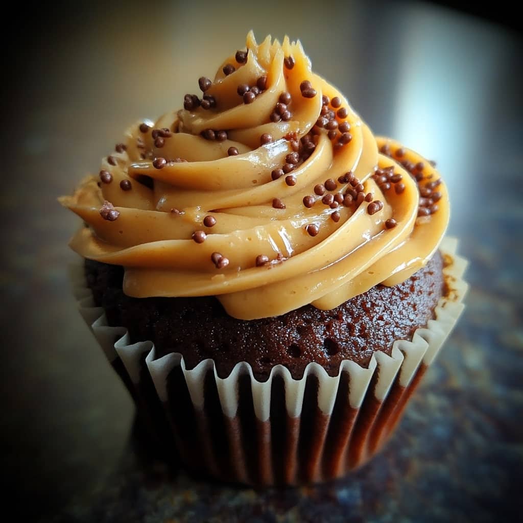 Chocolate cupcake with caramel buttercream