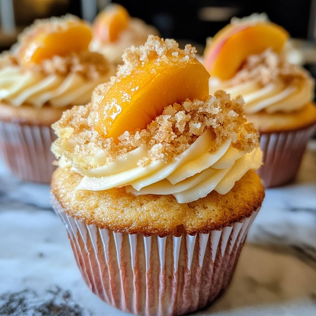 Peach Crumble Cupcakes