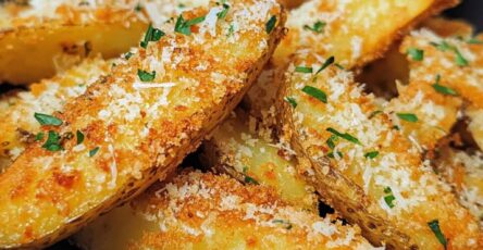 crispy garlic and parmesan potato wedges