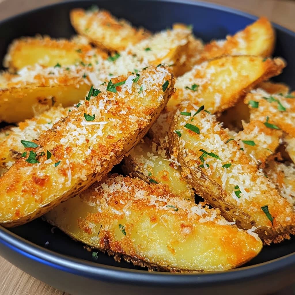 crispy garlic and parmesan potato wedges