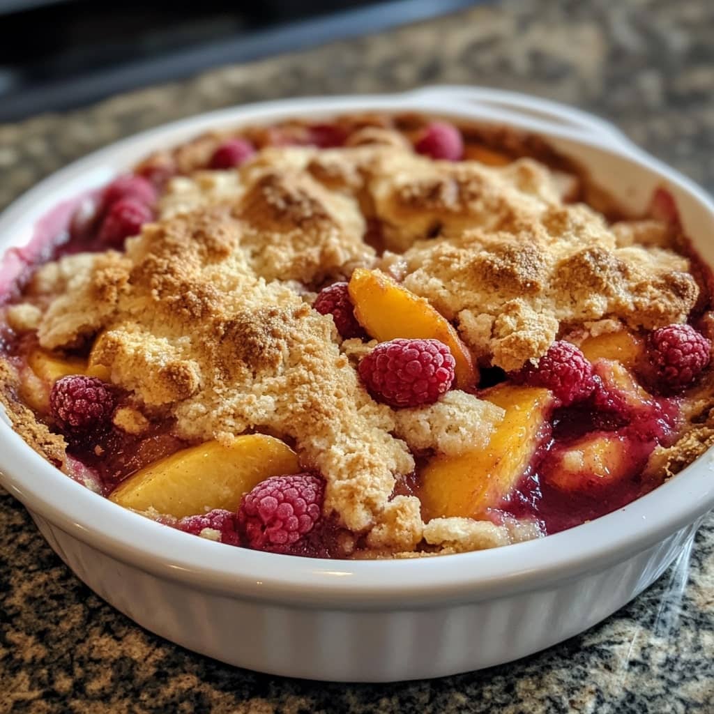 Easy Peach and Raspberry Cobbler