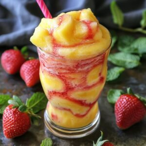 Pineapple Strawberry Swirled Slushies: Cool Treat