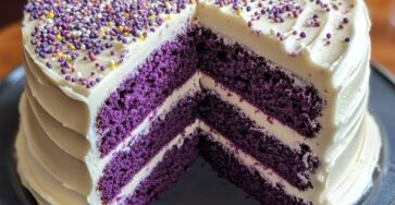 Royal Purple Velvet Cake with Creamy Vanilla Frosting
