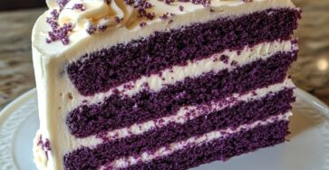 Royal Purple Velvet Cake with Creamy Vanilla Frosting