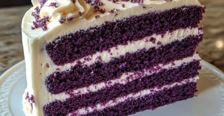 Royal Purple Velvet Cake with Creamy Vanilla Frosting