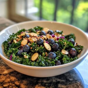 Summer Peach & Blueberry Kale Salad