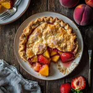 Brown Butter Strawberry Peach Pie
