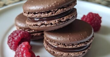 Dark Chocolate Raspberry Macarons