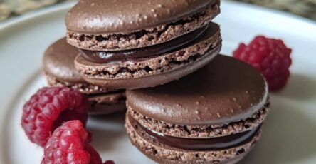 Dark Chocolate Raspberry Macarons