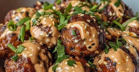 Korean BBQ Meatballs with Spicy Mayo Dip