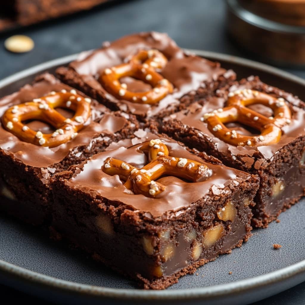 Pretzel Bottom Caramel Brownies