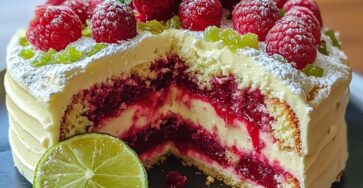 Raspberry Glazed Key Lime Cake