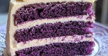 Royal Purple Velvet Cake with Creamy Vanilla Frosting