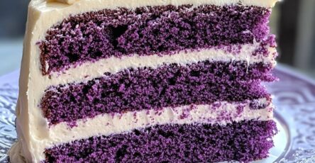 Royal Purple Velvet Cake with Creamy Vanilla Frosting