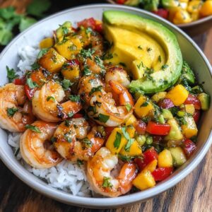 Shrimp and Avocado Bowls with Mango Salsa & Lime-Chili Sauce