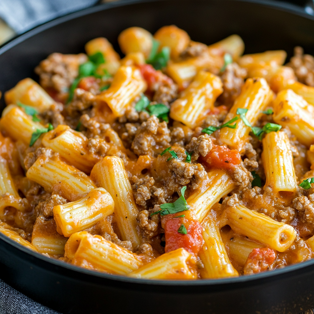Creamy Rotel Pasta with Ground Beef