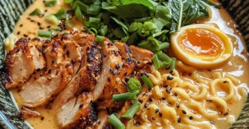 Fiery Chicken Ramen with Creamy Garlic Sauce