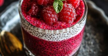 Raspberry Chia Pudding Sweetened with Maple Syrup