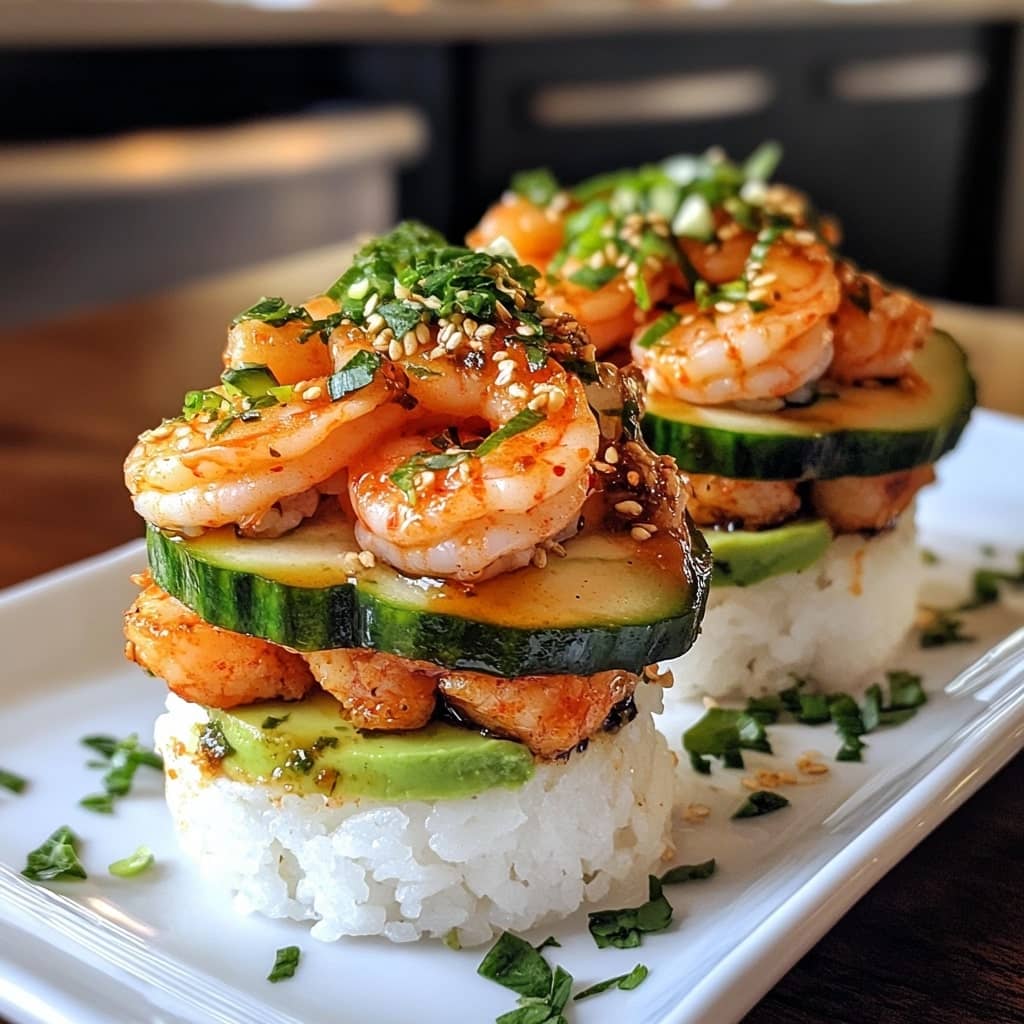 SPICY SHRIMP SUSHI STACKS