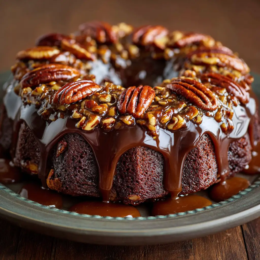 Caramel Pecan Turtle Cake