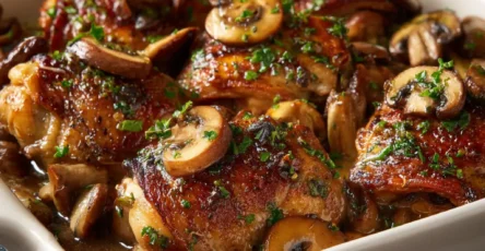 Chicken Thighs with Mushrooms & Wine