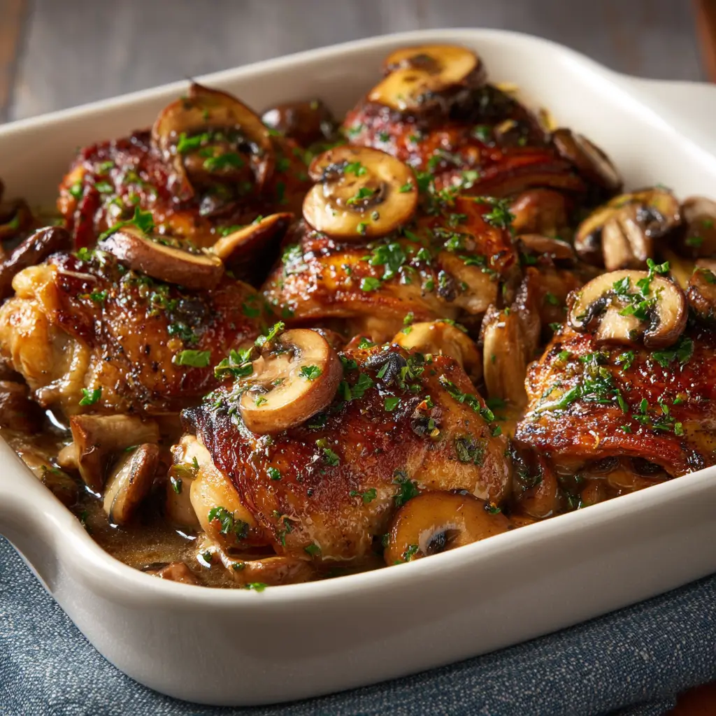 Chicken Thighs with Mushrooms & Wine