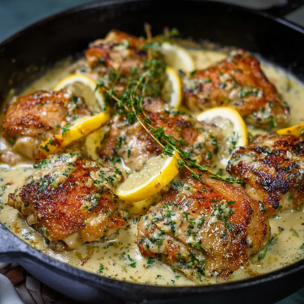 Creamy Lemon Garlic Chicken Thighs