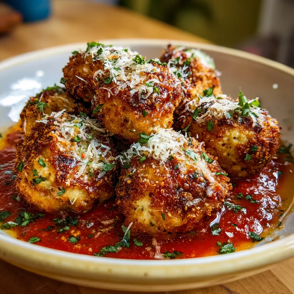 Crispy Chicken Parmesan Meatballs