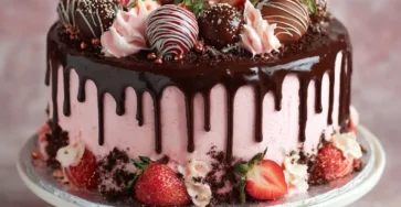 Strawberry Chocolate Drip Cake