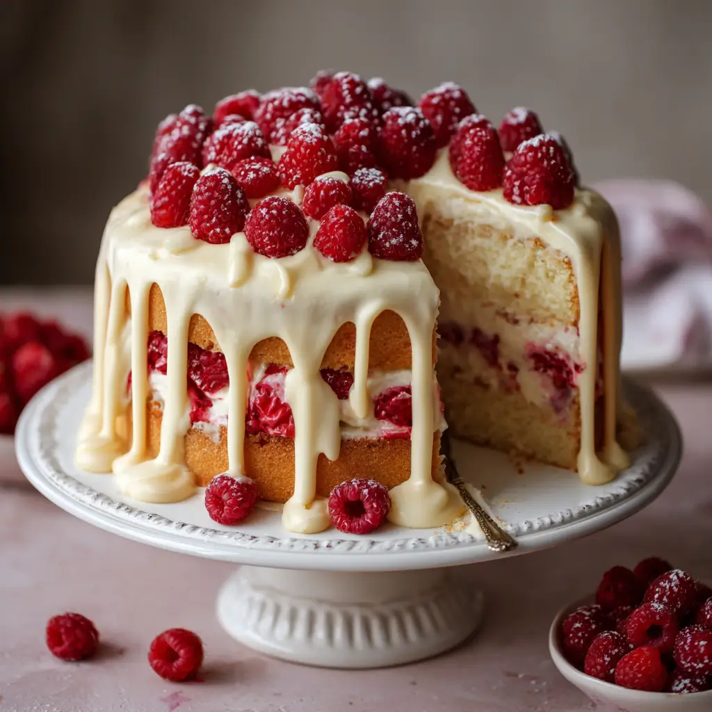 White Chocolate Raspberry Cake