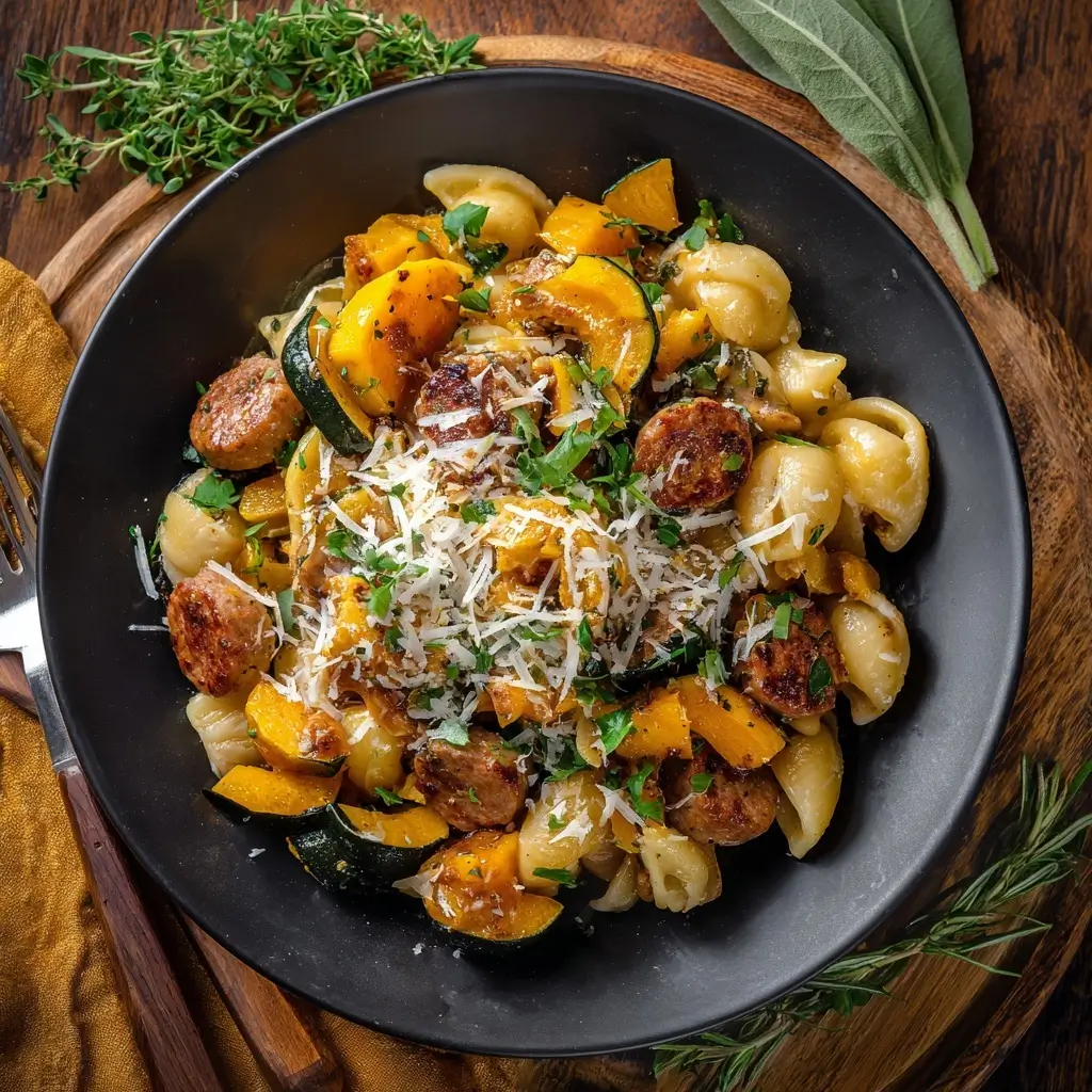 Delicious Autumn Sausage Pasta Squash