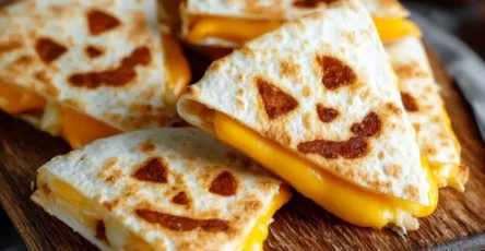 Easy Jack-o-lantern Cheese Quesadillas