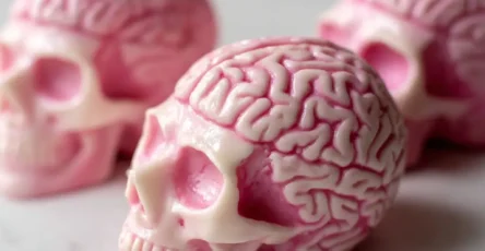 Pink Brain Mousse in White Chocolate Skulls