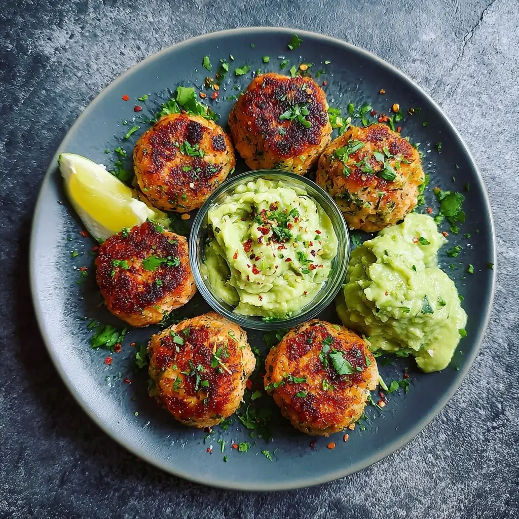 Salmon Balls with Creamy Avocado Sauce: Baked Salmon Balls with Creamy Avocado Sauce