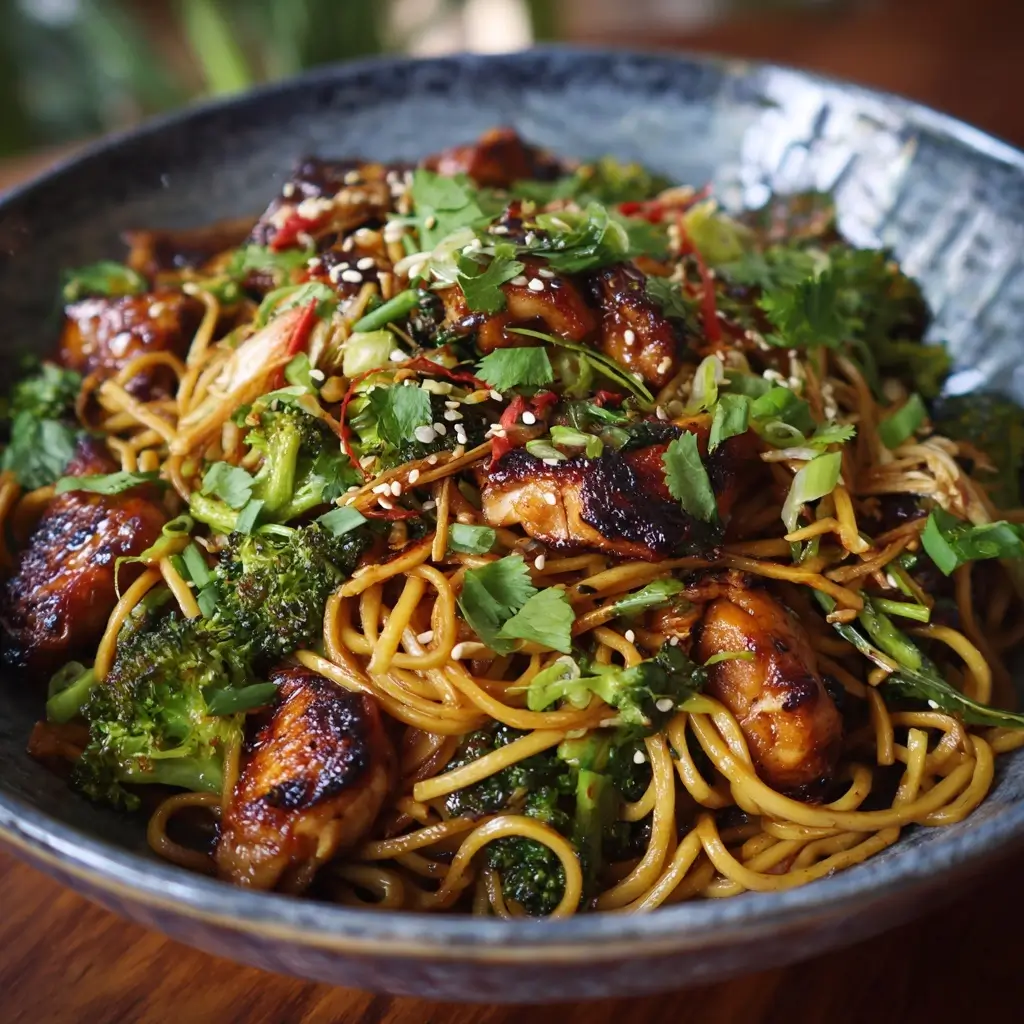 Sticky Garlic Chicken Noodles