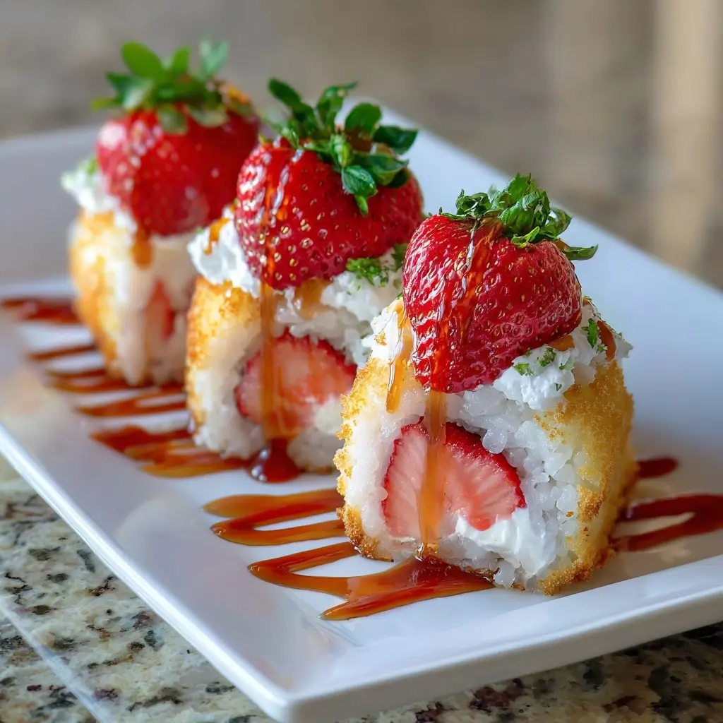 Strawberry Shortcake Sushi Rolls