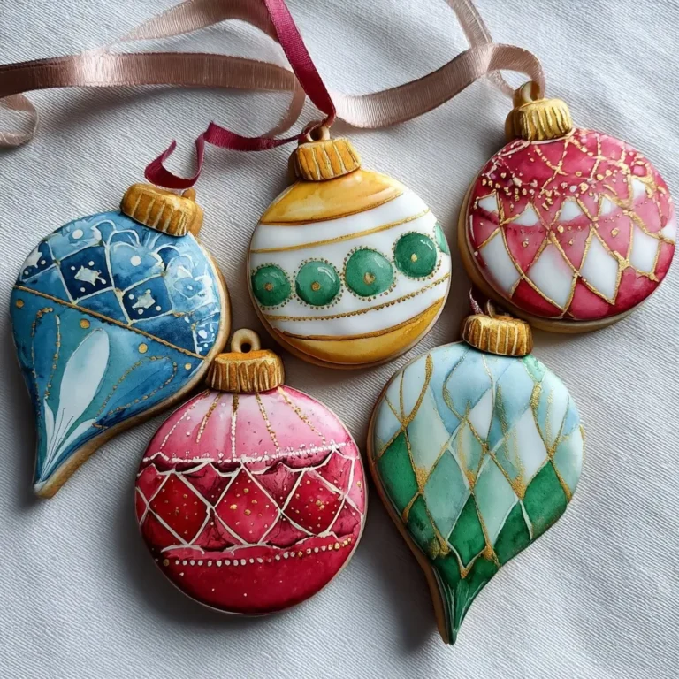 Watercolor Christmas Ornament Cookies