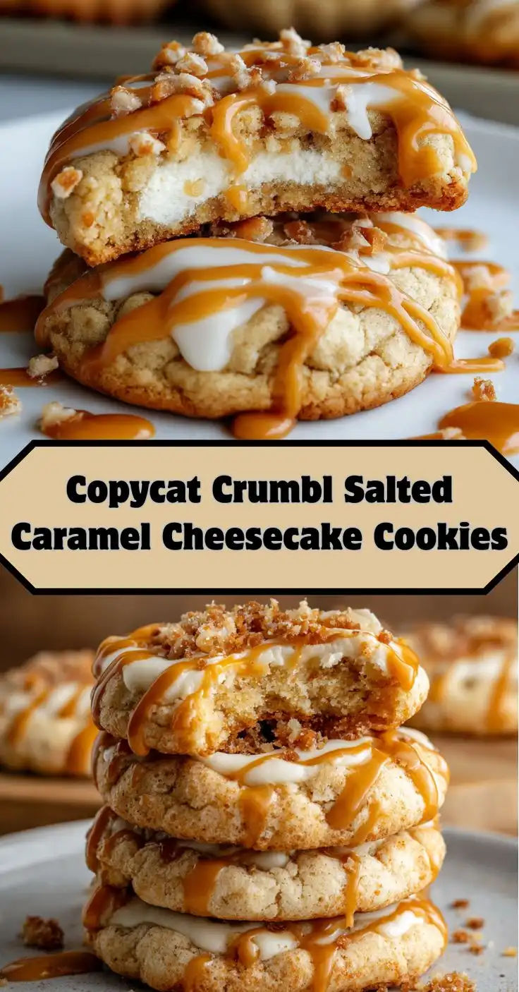 Copycat Crumbl Salted Caramel Cheesecake Cookies – Bakery-Style Cookie Recipe