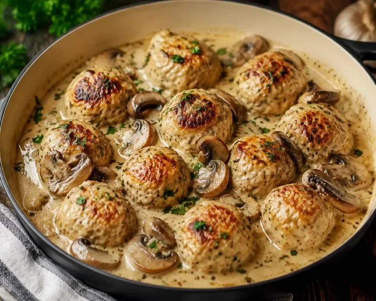 Creamy Mushroom Chicken Meatballs